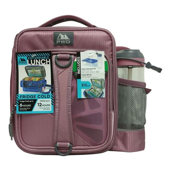 Mauve - Arctic Zone Pro Expandable Lunch Bag, Includes Water Bottle/Food Contain - Picture 1 of 1